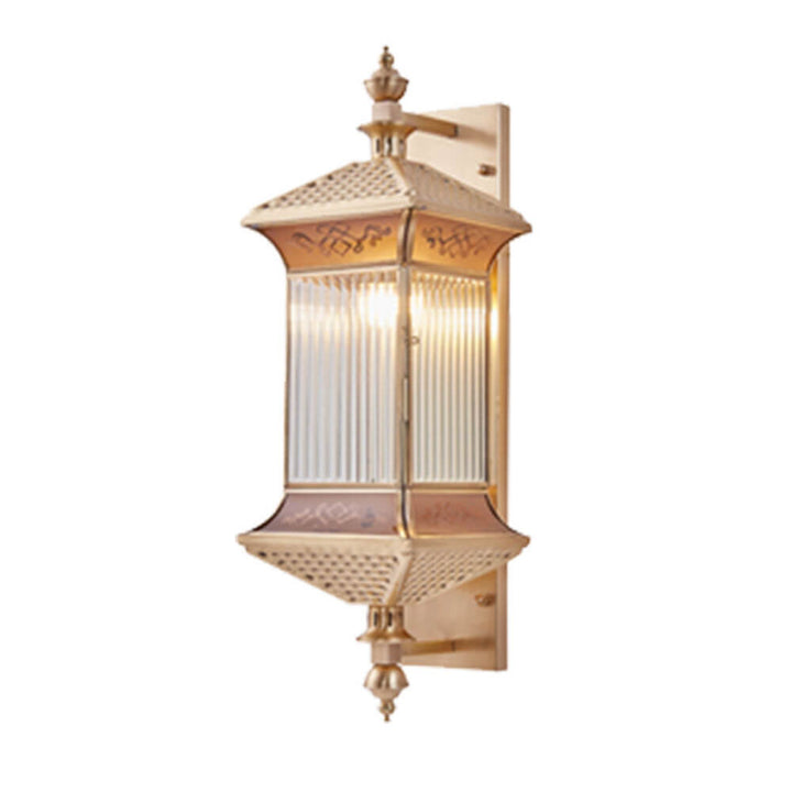 Contemporary Industrial Brass Finish Frame Glass Shade 1/3-Light Wall Sconce Lamp For Outdoor Patio