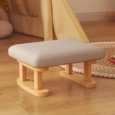 Taburete Bajo Rectangular de Tela y Madera Minimalista Moderno para Sala de Estar 