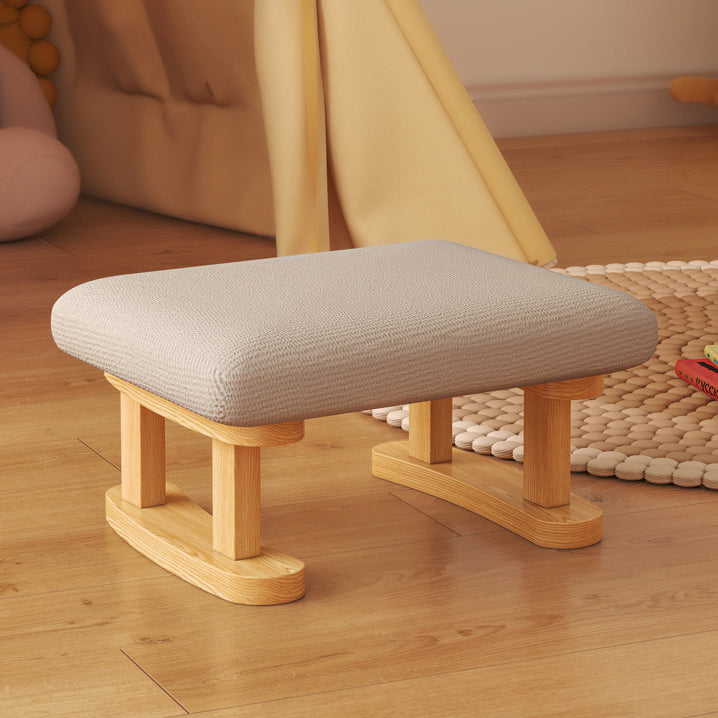 Taburete Bajo Rectangular de Tela y Madera Minimalista Moderno para Sala de Estar 