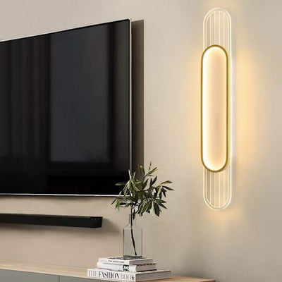 Lámpara de pared LED elíptica de tira acrílica de hierro nórdico contemporáneo para sala de estar 
