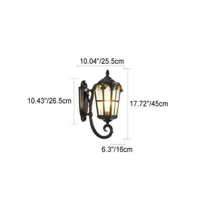 Forme de fenêtre quadrilatérale européenne traditionnelle en aluminium avec verre, applique murale à 1 lumière pour patio extérieur 