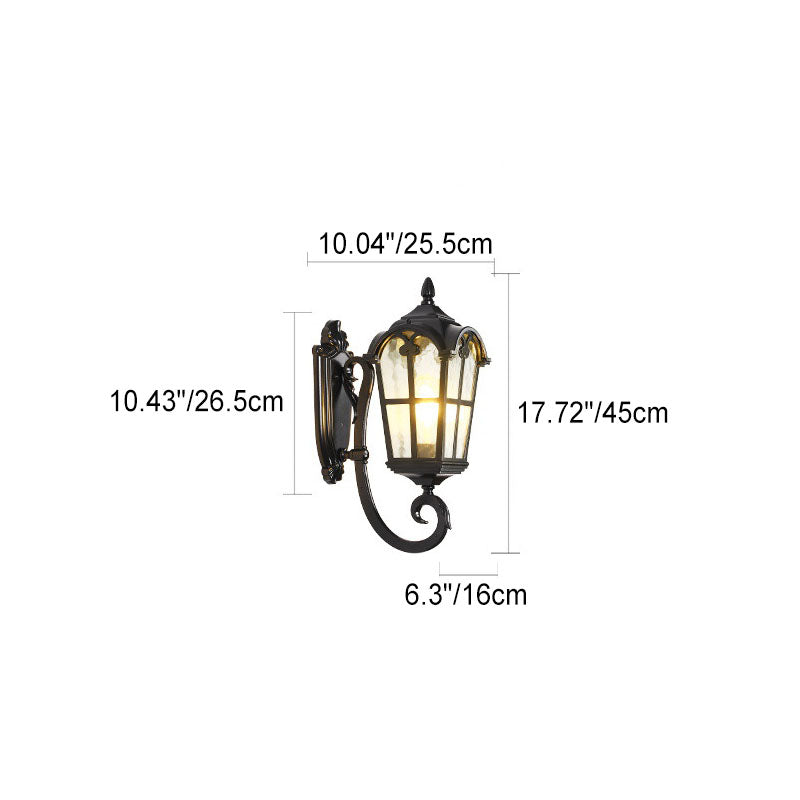Forme de fenêtre quadrilatérale européenne traditionnelle en aluminium avec verre, applique murale à 1 lumière pour patio extérieur 