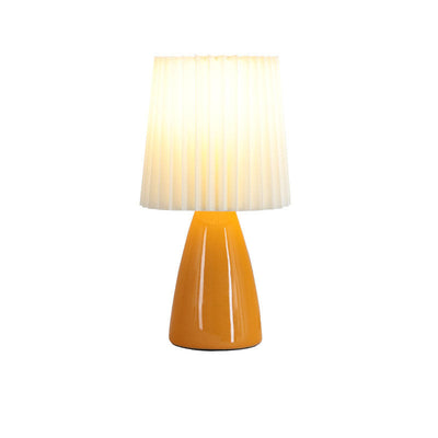 Lampe de table à 1 lumière avec base en céramique plissée en tissu de simplicité contemporaine pour salon 