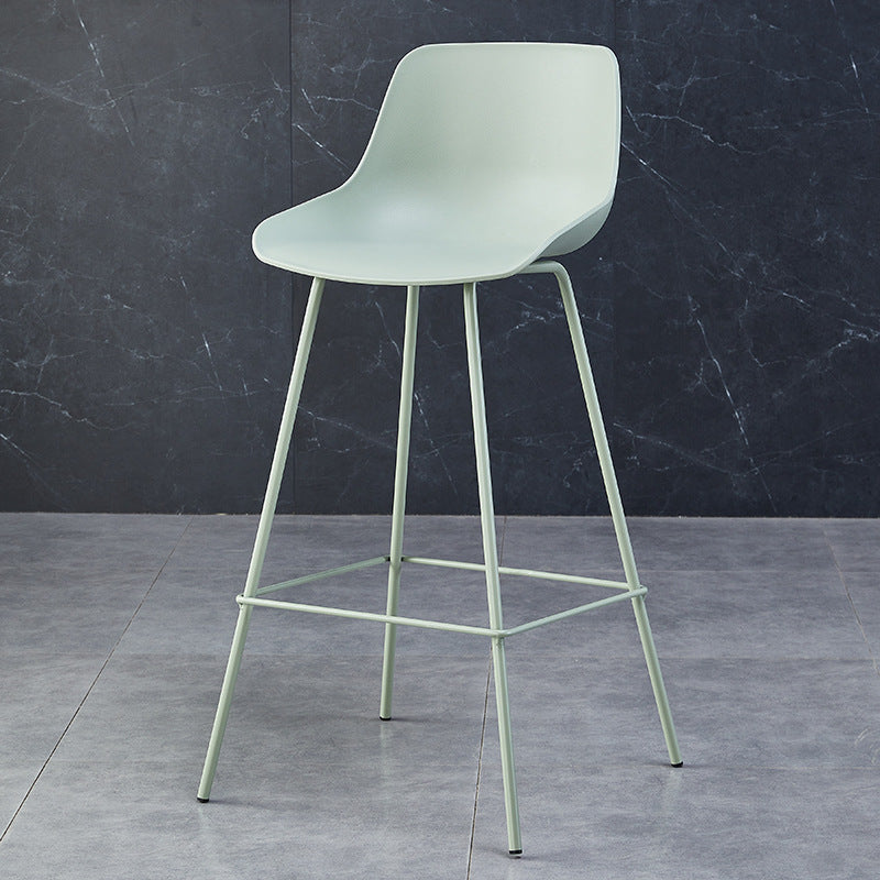 Simplicité Contemporaine Tabouret de Bar en Plastique Courbé Couleur Unie avec Dossier et Repose-pieds pour Salle à Manger 