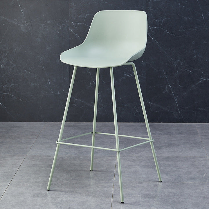 Simplicité Contemporaine Tabouret de Bar en Plastique Courbé Couleur Unie avec Dossier et Repose-pieds pour Salle à Manger 