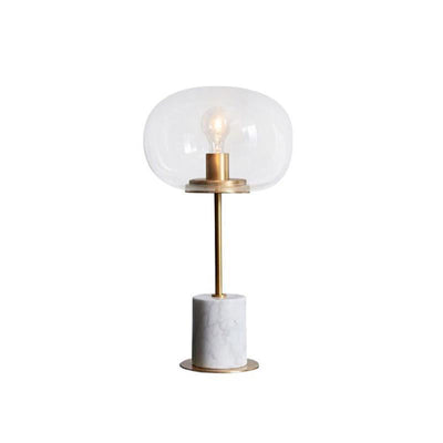 Moderne minimalistische runde Kugelzylinder-Marmorsockel-Eisenglas-1-Licht-Tischlampe für Wohnzimmer 