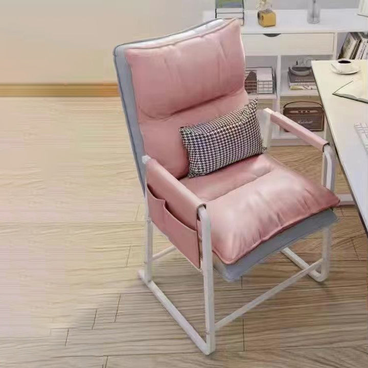 Moderner minimalistischer rechteckiger Leder-Stahlstuhl mit Rückenlehne und Armlehne für das Wohnzimmer 