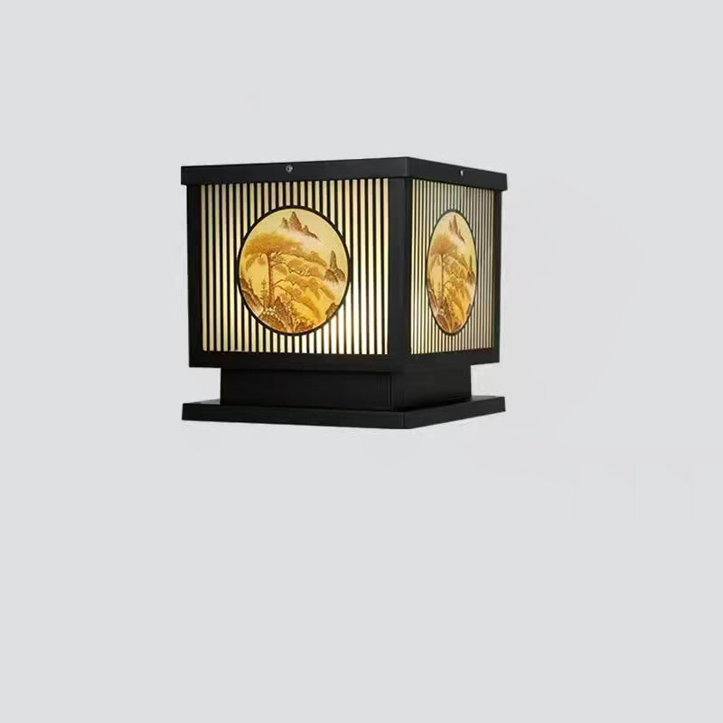 ضوء المناظر الطبيعية بالطاقة الشمسية LED مربع من الألومنيوم والزجاج الصيني التقليدي المقاوم للماء للفناء الخارجي 