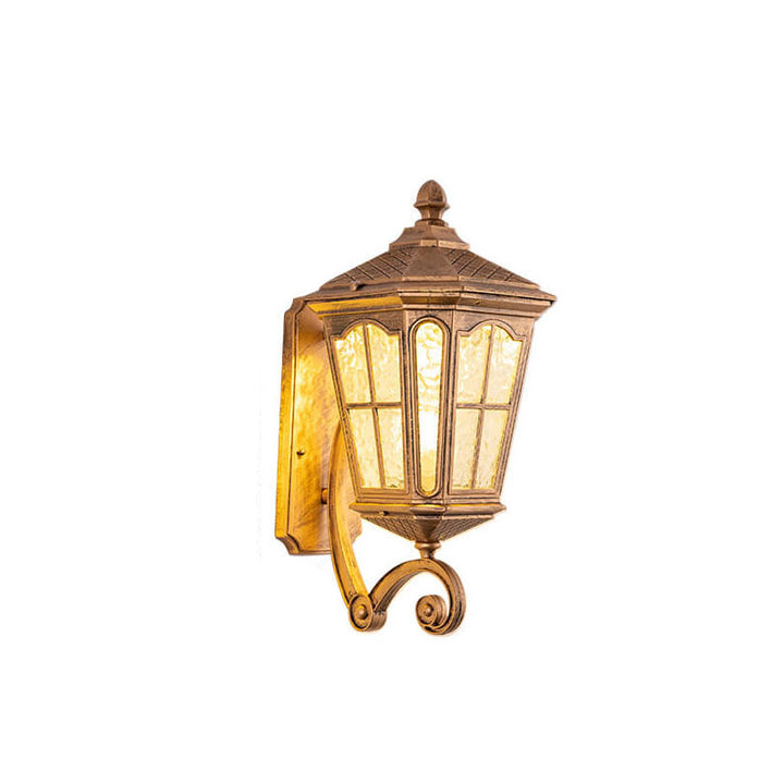 Traditional European Outdoor Lantern Aluminum Glass Waterproof 1-Light Wall Sconce Lamp for Outdoor Patio