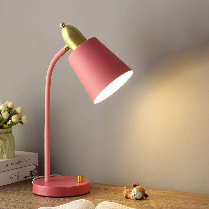 Modern Macaron Wrought Iron Cylinder 1-Light Table Lamp