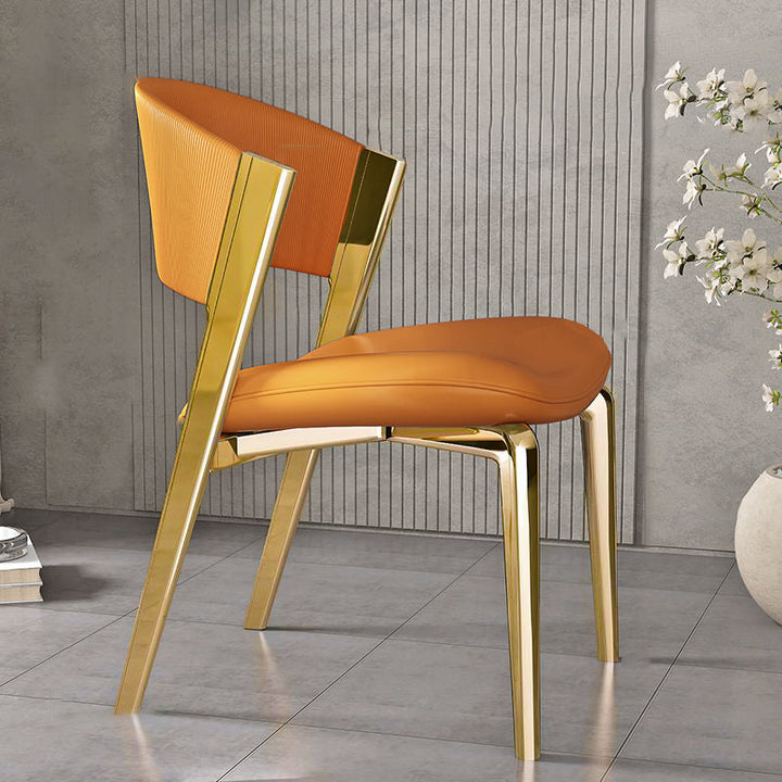 Modern Luxury Square Faux Leather Carbon Steel Foam Dining Chair Four Legs Backrest For Dining Room
