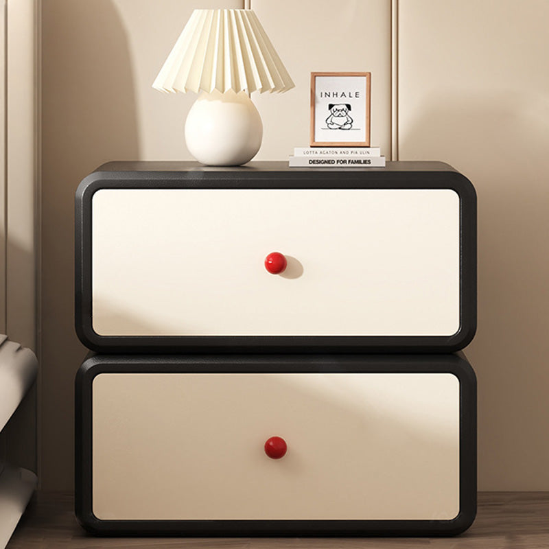 Table de chevet moderne minimaliste carré en bois massif céramique avec cuir anti-griffes pour chat, 2 tiroirs pour chambre 