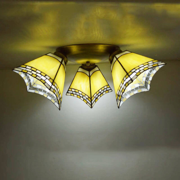 Éclairage semi-encastré à 3 lumières avec corne en verre teinté Tiffany Light Luxury 