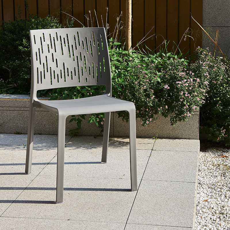 Silla Cuadrada de Plástico Minimalista Moderna con Cuatro Patas y Respaldo para Patio Exterior 