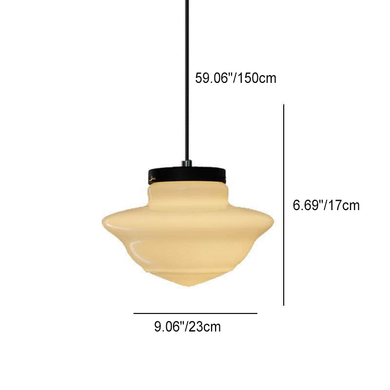 Traditional European White Hardware Glass Geometric Jar 1-Light Pendant Light For Living Room