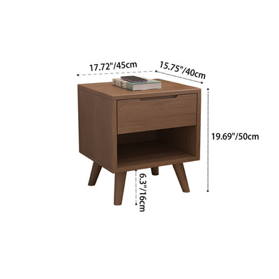 Table de nuit en bois de caoutchouc carré cubique rectangulaire moderne avec 1/2 tiroir pour chevet 