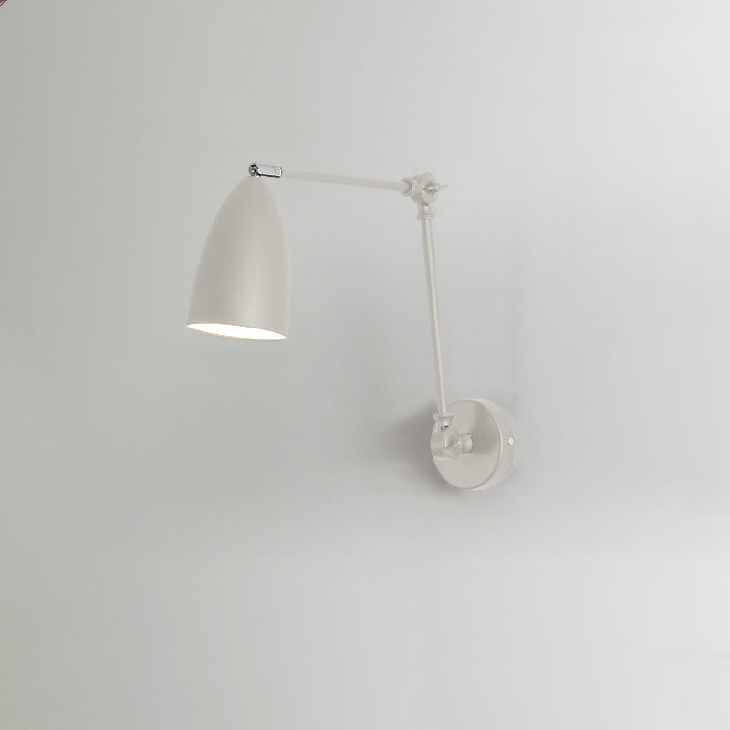 Simplicidad Moderna Pantalla de Metal en Forma de Semi-Cono con Brazo Basculante Retráctil Varilla Larga Lámpara Aplique de Pared de 1 Luz para Sala de Estar 