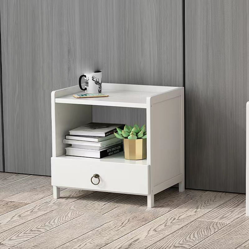 Table de chevet rectangulaire minimaliste moderne en bois massif avec 1/3 tiroir pour chambre 