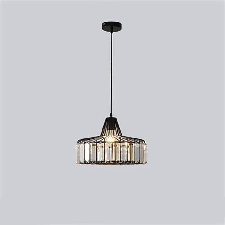 Cadre en cylindre en fer de luxe contemporain avec abat-jour en cristal, suspension à 1 lumière pour salon 