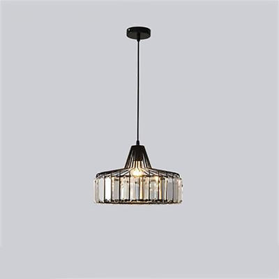 Zeitgenössische Luxus Eisen Zylinder Rahmen Kristall Schatten 1-Licht Pendelleuchte für Wohnzimmer 
