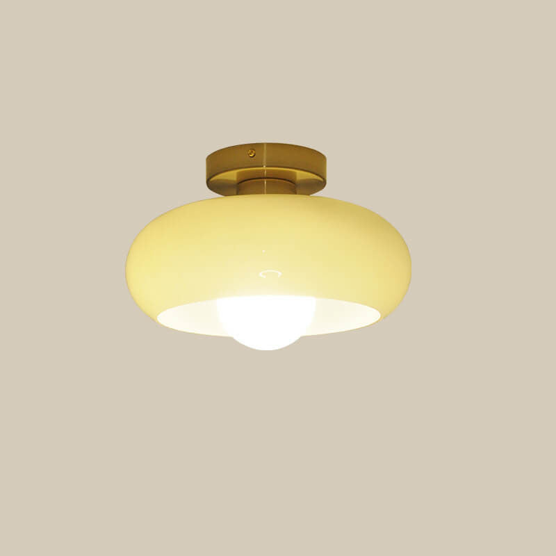 Modern Minimalist Iron Round 1-Light Semi-Flush Mount Ceiling Light