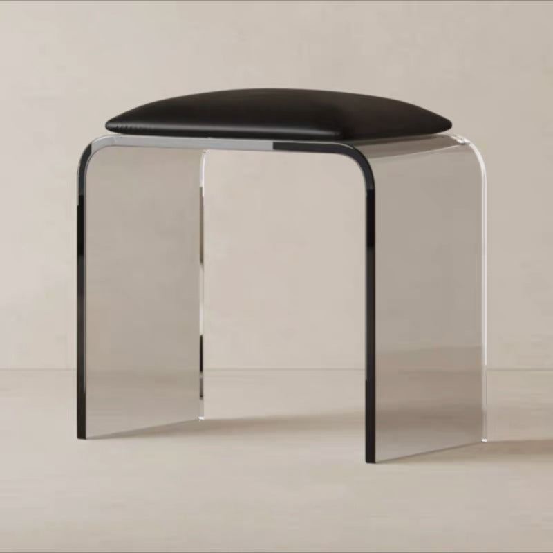 Tabouret de vanité en cuir acrylique rectangulaire minimaliste moderne pour chambre 