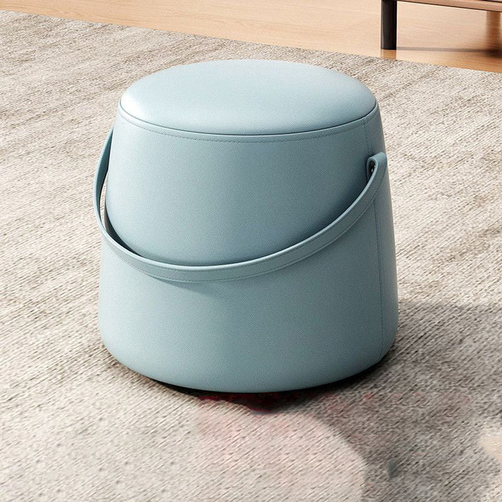 Modern Minimalist Round Column Cotton Linen Microfiber Leather Wood Chair Backless Armless For Living Room