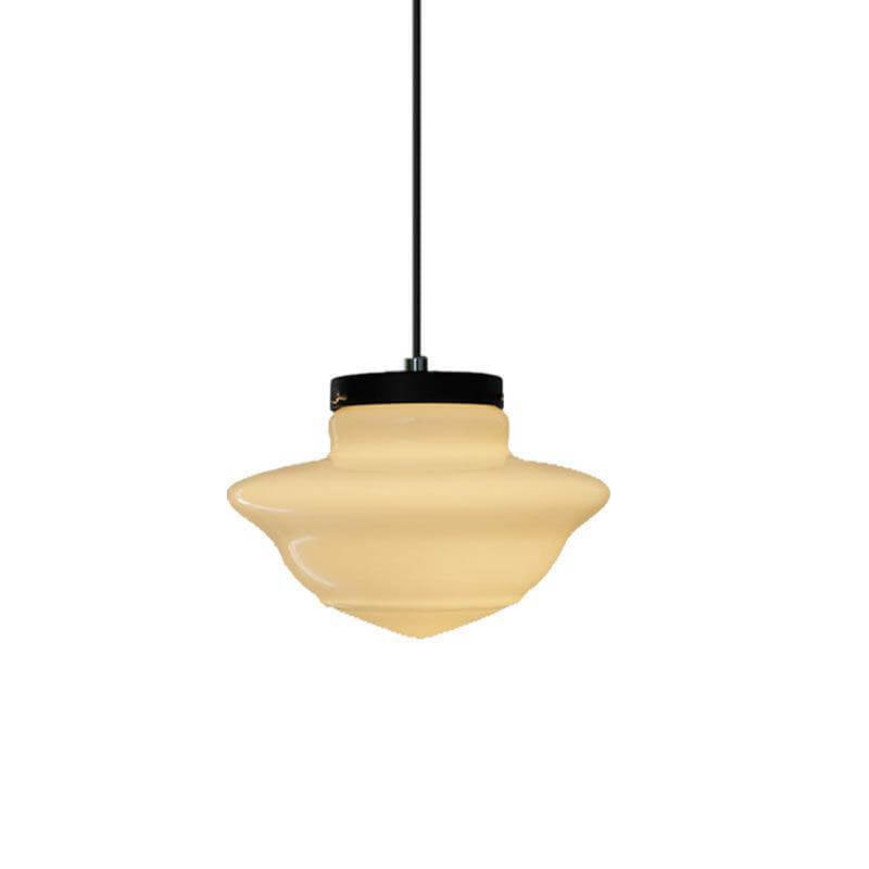 Traditional European White Hardware Glass Geometric Jar 1-Light Pendant Light For Living Room