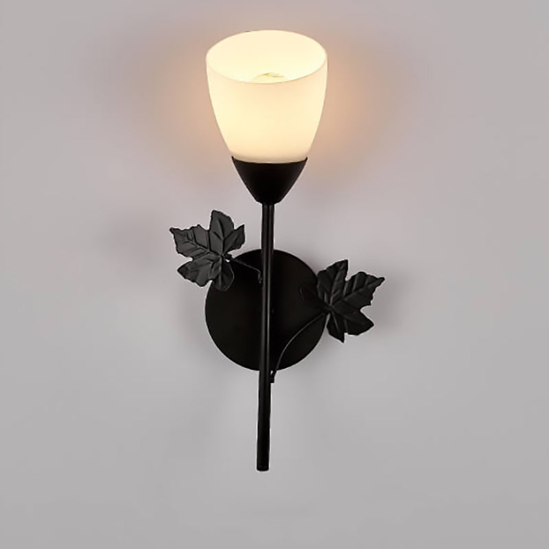 Zeitgenössische skandinavische Blumeneisenglas 1/2 Licht Wandleuchte Lampe für Wohnzimmer 