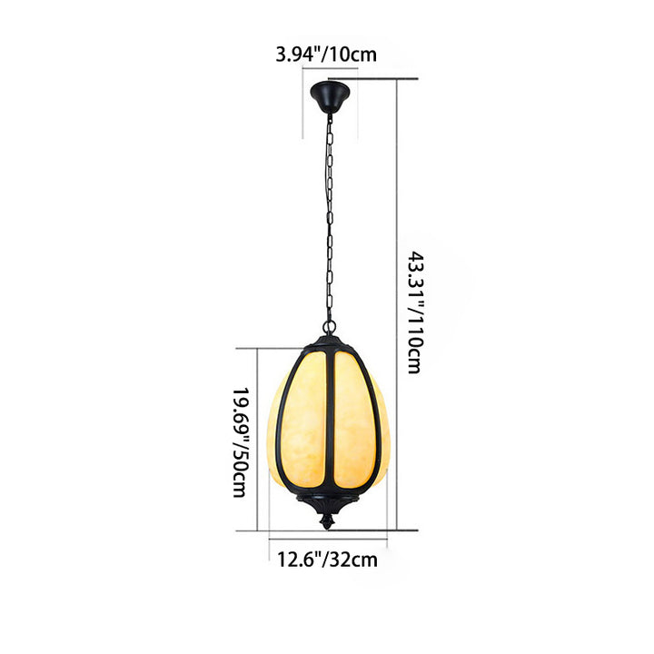 Lumière suspendue ovale en aluminium moulé Art Déco moderne en forme de citrouille à 1 ampoule pour patio extérieur 