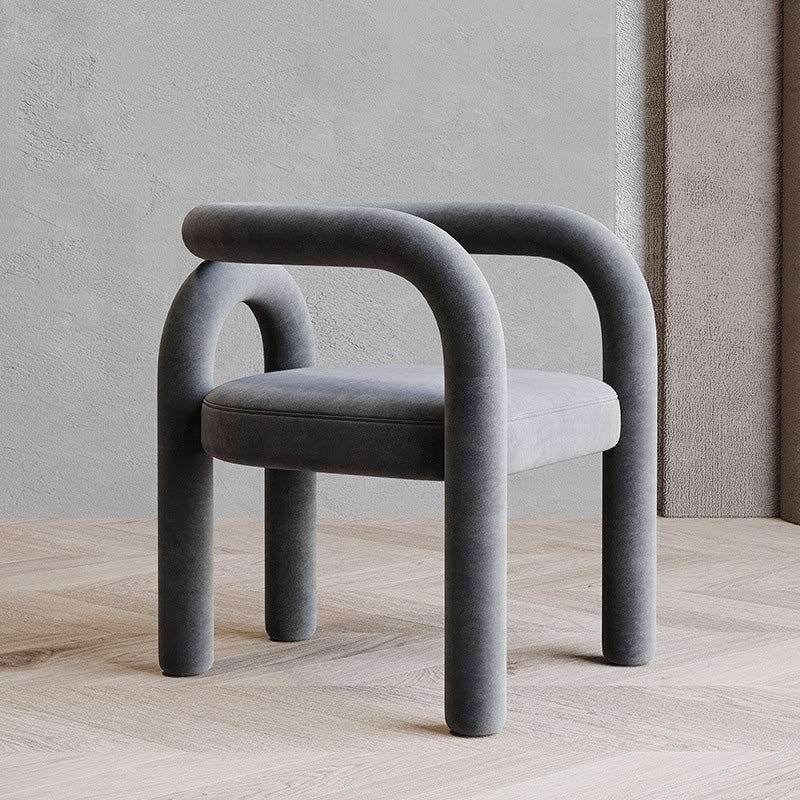 Chaise contemporaine en velours scandinave incurvé avec dossier en acier au carbone pour salon 