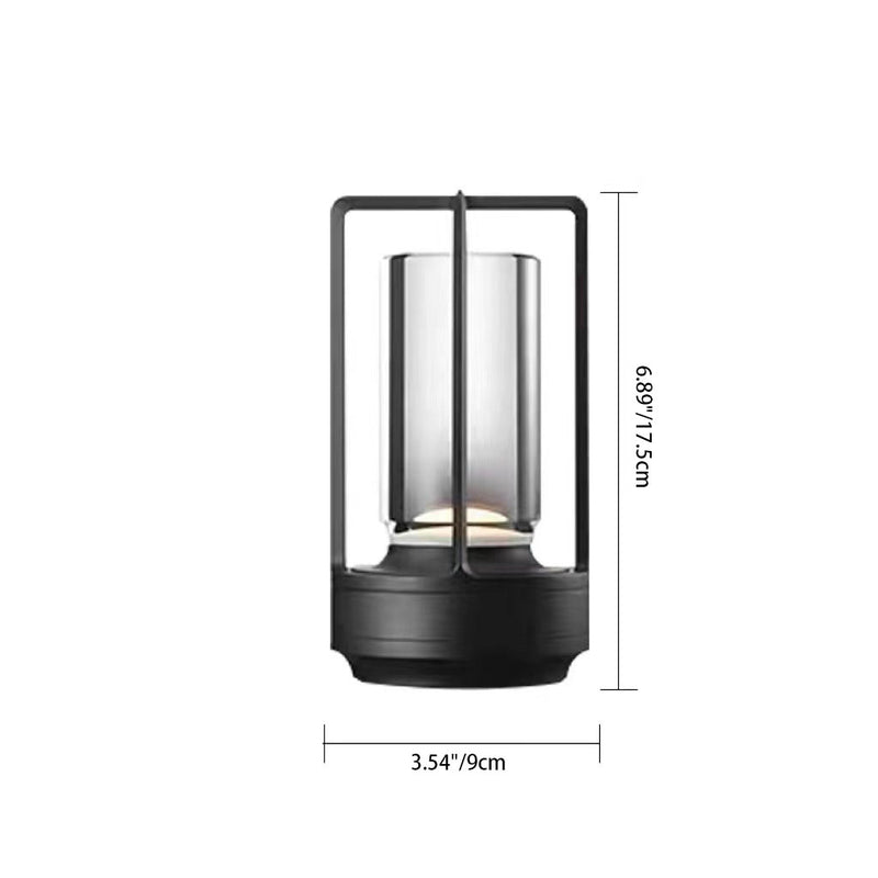 Modern Minimalist Cylindrical Aluminum Crystal LED Table Lamp For Bedroom