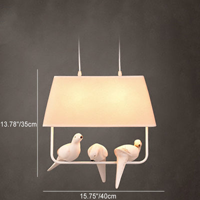 Contemporary Scandinavian Bird Iron Burlap Resin 1/2 Light Chandelier For Bedroom