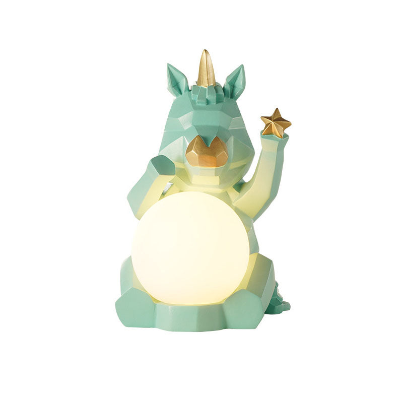 Zeitgenössische kreative Harz-Einhorn-Glaslampe 1-Licht Kinder-Tischlampe für das Schlafzimmer 