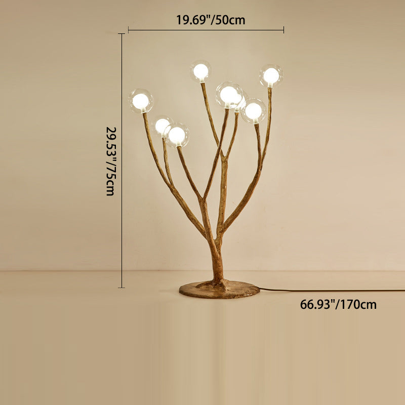 Lampe de table traditionnelle japonaise en résine avec orbe en brindilles, verre, matériel, 3/7/8/12/16 lumières pour chambre à coucher 