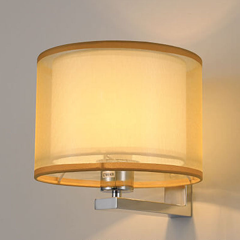 Chinesische Retro-Elektroplattierte Eisen Zylindrische Stoffschirm 1-Licht Wandleuchte 