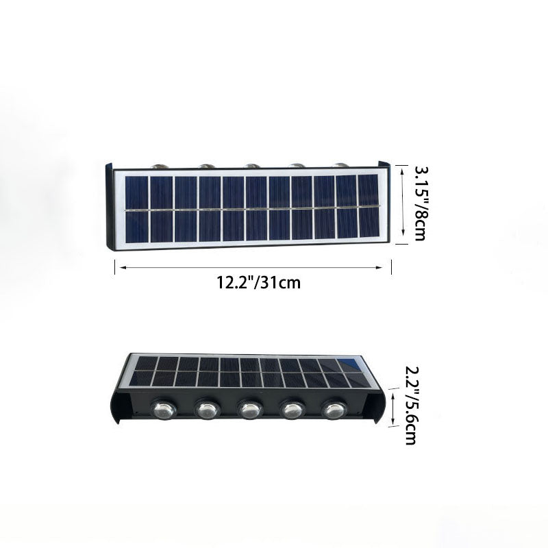 مصباح حائطي LED مستطيل مقاوم للماء من ABS PMMA بتصميم عصري بسيط للطاقة الشمسية للفناء الخارجي 