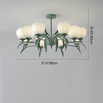 Contemporary Creative Iron Glass Flower Shape 3/6/8/10-Light Chandelier For Living Room