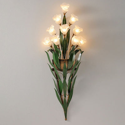 Modern Minimalist Glass Flower 6/10-Light Wall Sconce Lamp