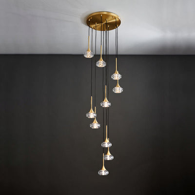 European Light Luxury Brass Crystal 1/3/6/10-Light Island Light Chandelier