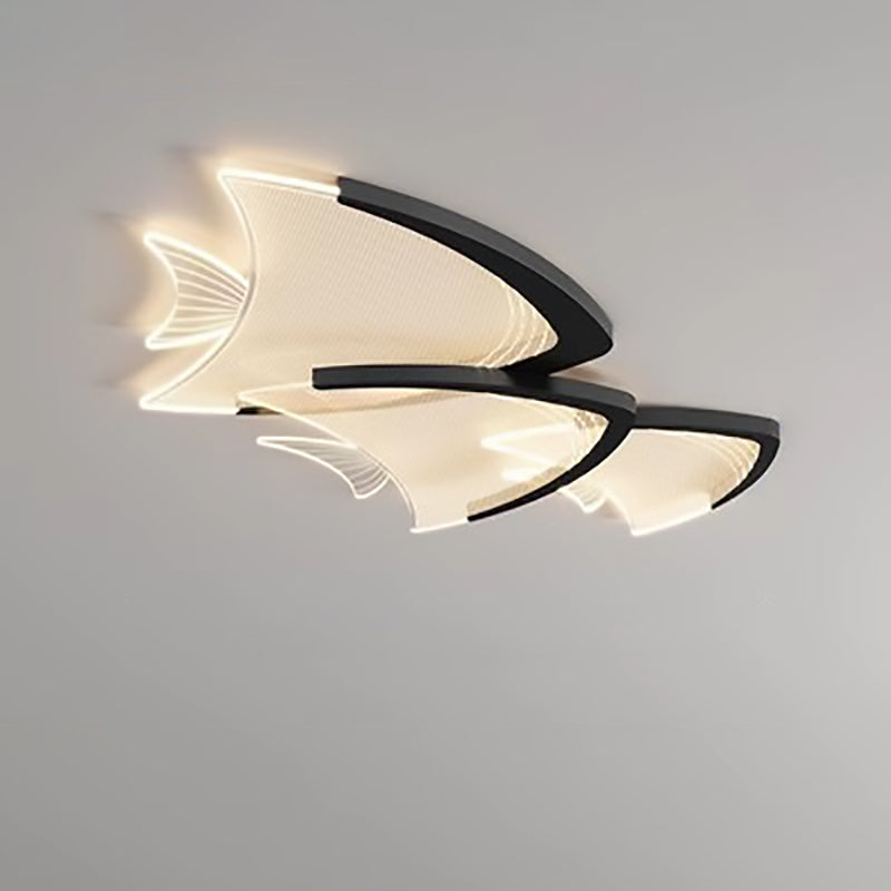 Modern Art Deco Fish Acrylic Aluminum LED Flush Mount Ceiling Light For Bedroom
