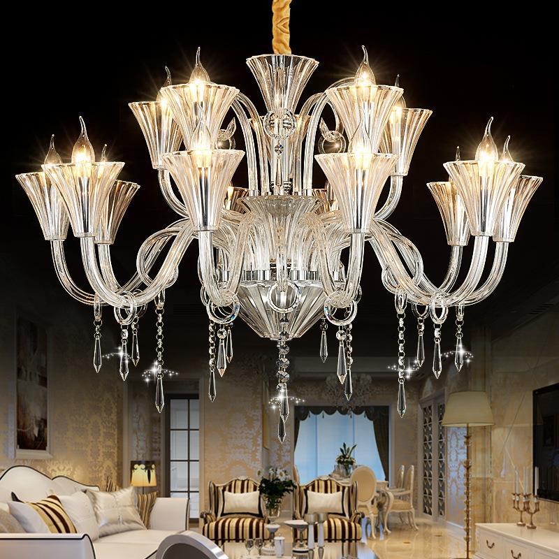 Traditional French Petal Candelabra Glass Crystal 6/8/12 Chandelier For Living Room