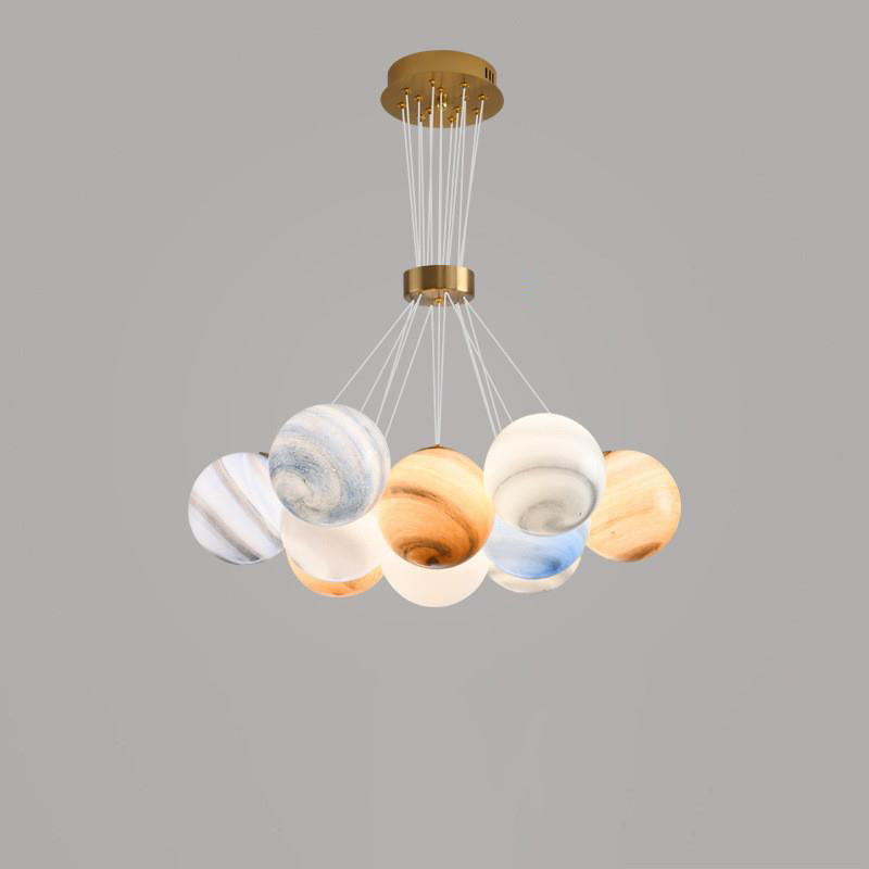 Zeitgenössischer kreativer Mondglas-Kronleuchter mit 7/13/19 Lichtern für Wohnzimmer 