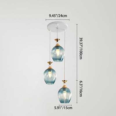 Nordic Gradient Glass Orb 1/3 Light Chandelier