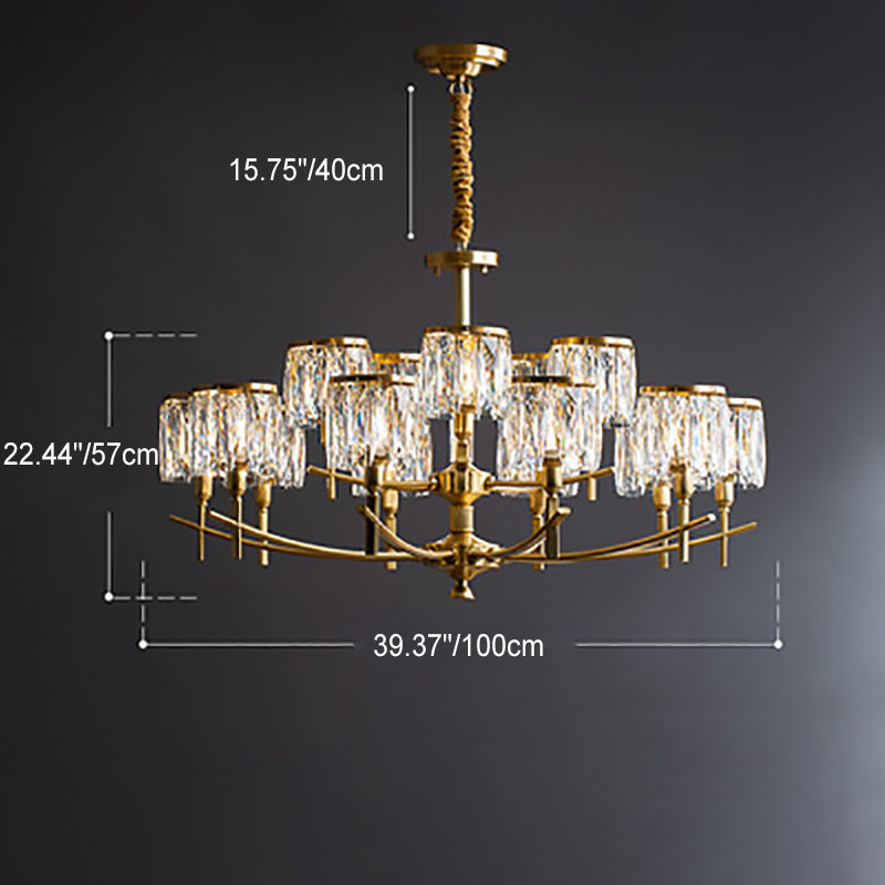 Zeitgenössischer Luxus-Zweig-Kristall-Kupfer-Kronleuchter mit 6/8/10/15 Lichtern für Wohnzimmer 