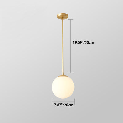 Eisen Nordic Persönlichkeit Goldene Gerade Stange Weißer Kugel Design 1-Licht Pendelleuchte 
