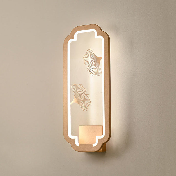 Lampe murale LED en acrylique fer à feuille de lotus rayée rectangulaire chinoise traditionnelle pour chambre 