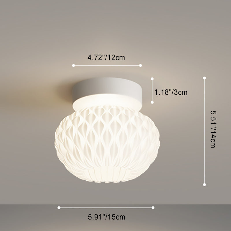Design moderne minimaliste en fer avec ananas PE, plafonnier semi-encastré à 1 lumière pour salon 