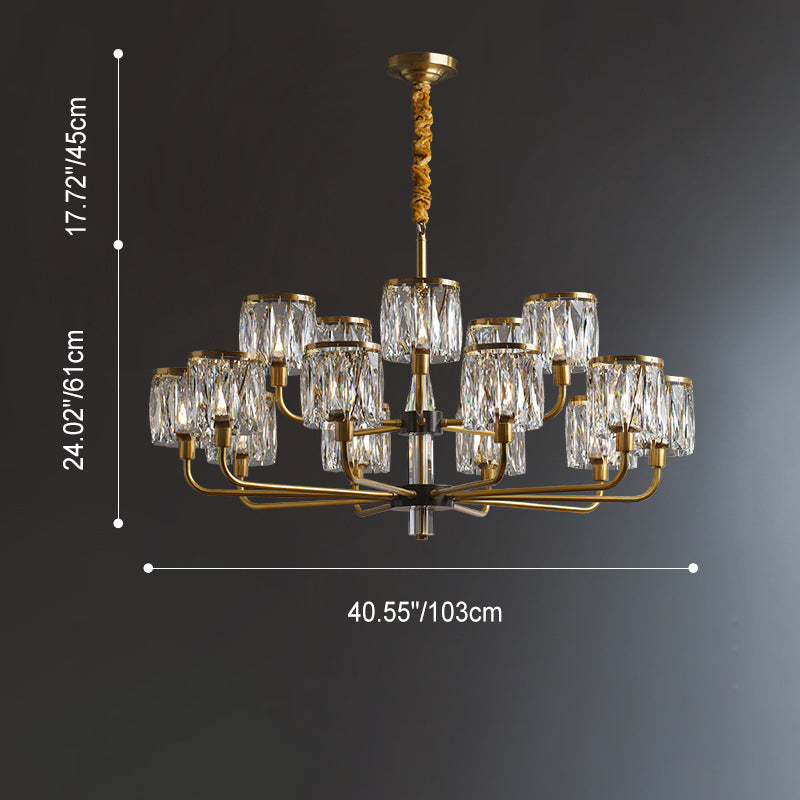 Lustre en cristal de cuivre de luxe contemporain avec 6/8/10/15/21 lumières pour chambre 