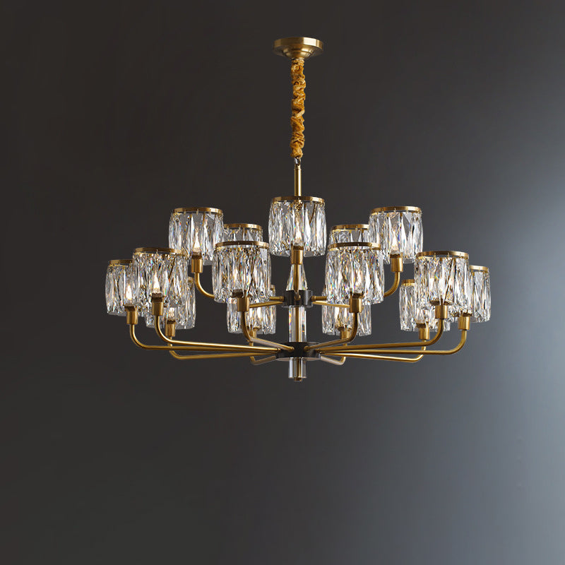 Lustre en cristal de cuivre de luxe contemporain avec 6/8/10/15/21 lumières pour chambre 